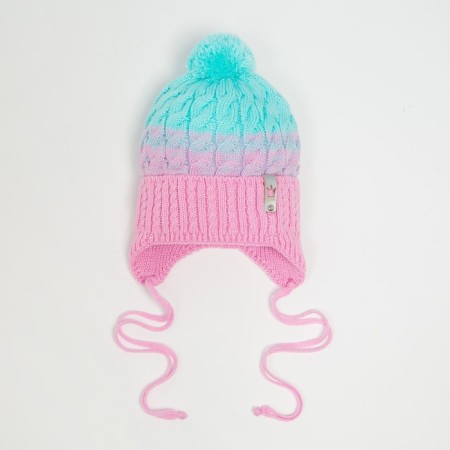 Hat for girls, pink/blue color, size 44-47 cm