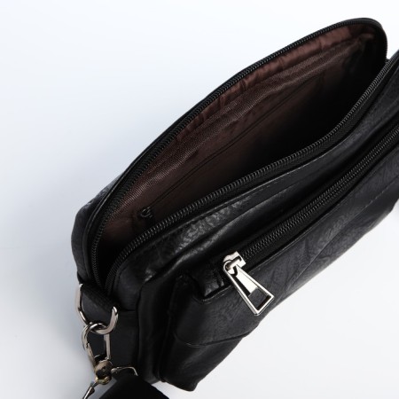 Male bag over the shoulder, artificial leather, black color-3