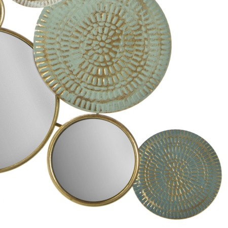 Wall metal decor with a mirror "Blue pastel" 58x5x115 cm-2