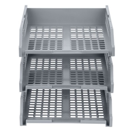 A set of horizontal paper trays, Strong 3 pieces, on metal rods, gray-5