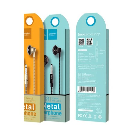 Hoco M18 headphones, wired, inserts, microphone, jack 3.5 mm, 1.2 m, black-4