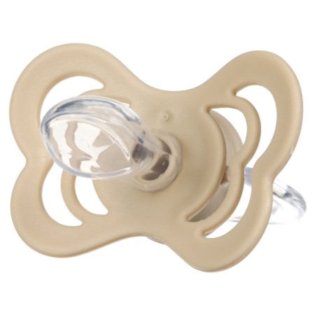 Nipple - orthodontic dummy, silicone, +6 months, with a holder, beige color-5