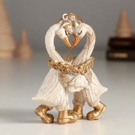 Souvenir Polystone Suspension "Winter geese in hats" 7.5x3.5x9 cm-1