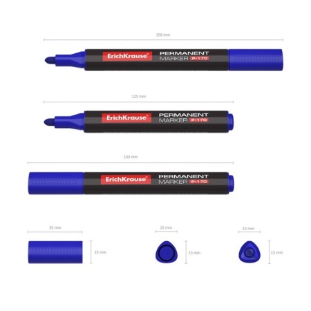Permanent Erichkrause P-170, 2.0 mm permanent, alcohol-based ink, blue-2