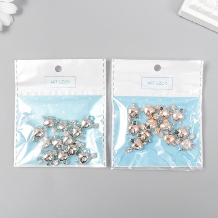 Decor for creativity Plastic for metal "Heart with an arrow" mix set 12 pcs 1.4x1.9 cm-3