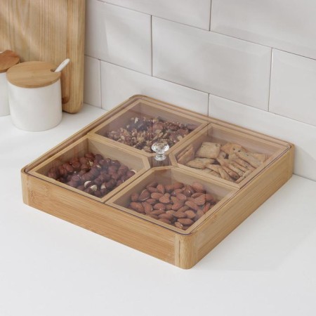 Box for storage of the share Striata, 28 × 28 × 7 cm, bamboo-1