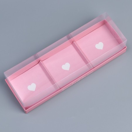 Confectionery box for mousse cakes "Hearts", 27 x 8.6 x 6.5 cm-1