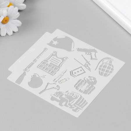 Stencil plastic "Military arsenal" 13x13 cm-4