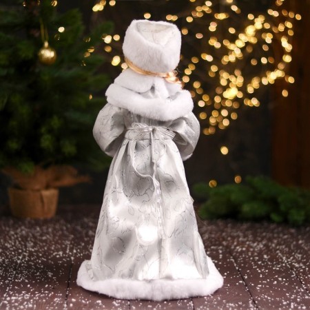 Snow Maiden "In a clutch with fur bombs" 43 cm, silver-white-2