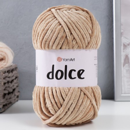 Yarn "Dolce" 100% micropoliester 120m/100g (747 beige)-4