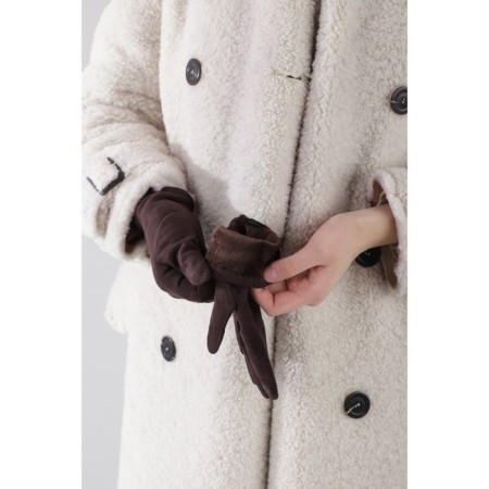 Female gloves, size 8.5, without insulation, brown color-2