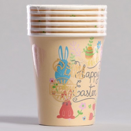 Paper glass "Light Easter" with rabbits, 6 pcs-2