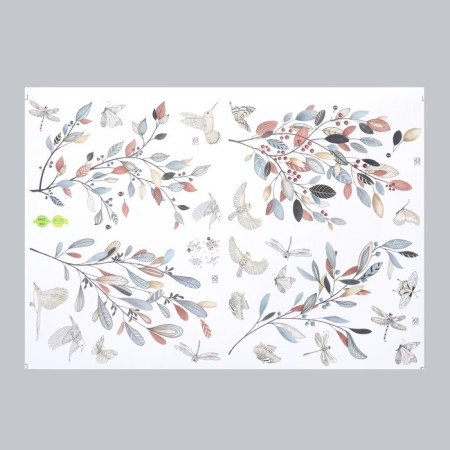 Sticker Plastic Interior color "Northern Plants and Birds" 62x44 cm-1