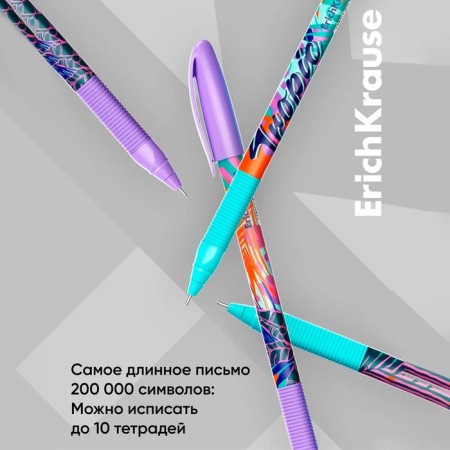 Set of ballpoint pens 4 pieces Erichkrause U-109 Stick & Grip Tropical Node 1.0mm, blue color-6