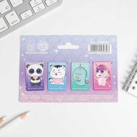 Magnetic bookmarks "Fabulous reading" on a postcard, 4 pcs-1