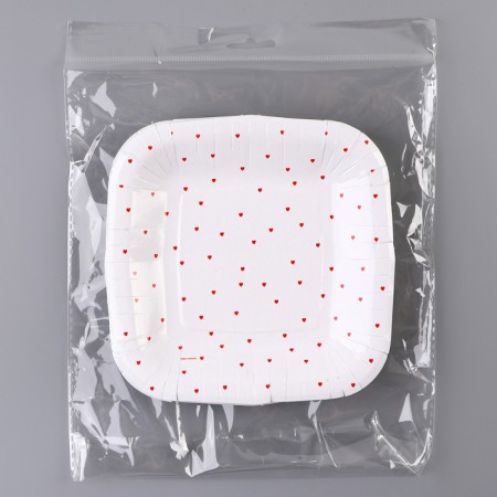 Disposable plate paper square "hearts", 16.5x16.5 cm-5