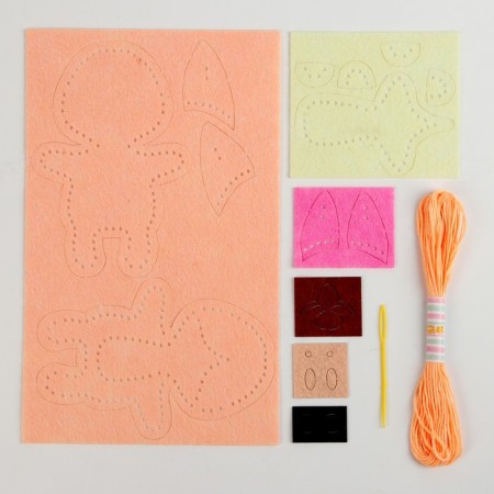 Set for creating a felt toy with perforation and filler "Corgi"-1