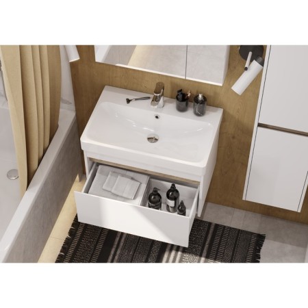 Tumba under the Aquaton sink Marty, 70 cm, white color, oak endgrain-5