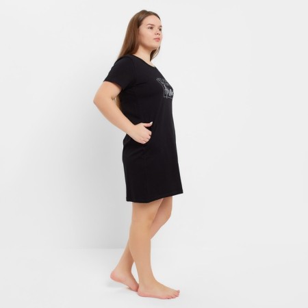Night shirt female, black color/print, size 48-1