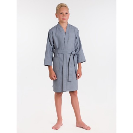 Waffle children's robe "kimono", size 40, color gray color-1