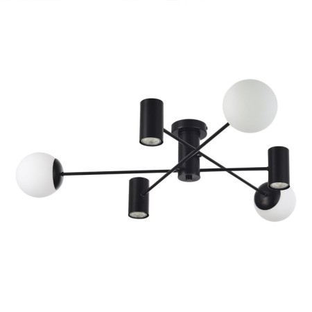 Ceiling EVOLUCE lamp. Sle1105-402-06. Raito. 6x5+60 watts, GU10+E27, 4000K, 100x100x20 cm, black color