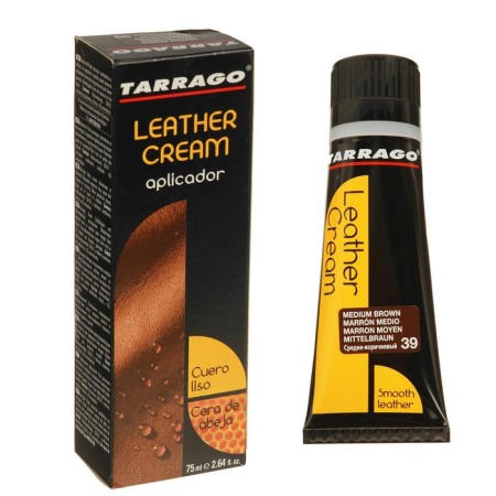 Shoe cream Tarrago Leather Cream 039, medium-brown color, a tube with a sponge, 75 ml