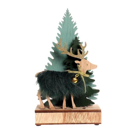 New Year's decor with backlight "Christmas trees and a deer with a bell" 6 × 4 × 19.5 cm, green-6