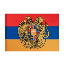 Armenia flag with a coat of arms, 90 x 135 cm, polyester silk, without a pole