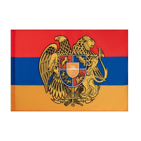 Armenia flag with a coat of arms, 90 x 135 cm, polyester silk, without a pole