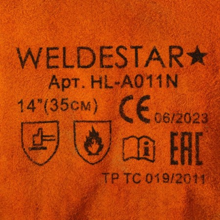 Краги сварщика спилковые WELDESTAR, 350 мм, АВ, желто-красные-2