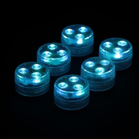 Waterproof lamp minimal mini, 3 x 1.9 cm, 6 pcs, from CR2032 (in the set), remote control, rgb, IP68-9