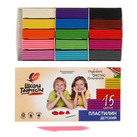 Plasticine 15 colors 300 g "School of Creativity"