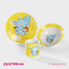 A set of children's utensils from ceramics of the ULALENCK DOLIAN, 3 subjects: 230 ml mug, 400 ml bowl, plate d = 18 cm