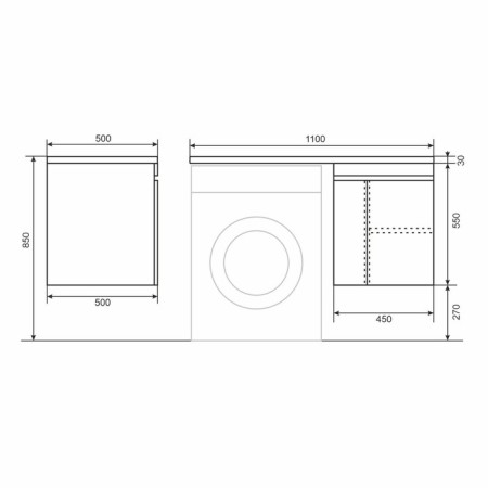 Tumbling for the washing machine Uperwood Magenta, 50 cm, suspended, white/graphite, with doors-2