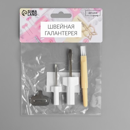 Service set for sewing machines, 4 items: screwdriver, 2 pcs, a metal key, a tapacker with a brush-3