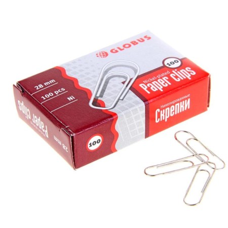Office clips Globus, 100 pcs., 28 mm, nickel.-2