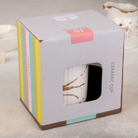 Ceramic mug with a wooden lid "Mirage", 350 ml, color mix-3