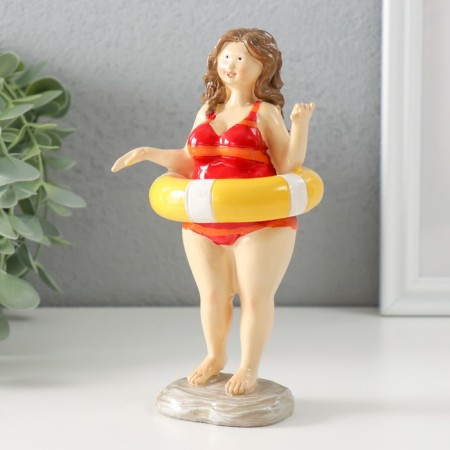 Polystone souvenir "Pill in a striped swimsuit with an inflatable circle" 9x6.5x15.5 cm-3