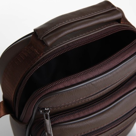 Male bag on lightning, long belt, brown color-4