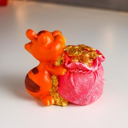 Piglite Polystone "Red Tiger with a barrel/bag of gold coins" MIX 9.5x7.5x10 cm-4