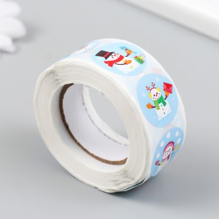 Stick Paper "Festive snowmen" d = 2.5 cm 500 pcs in a roll 3x6.5x6.5 cm-1