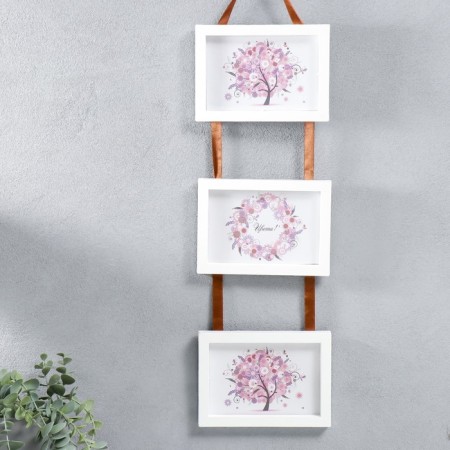 Triple photo frame on braid L-3 10x15 cm white (plastic screen)-4