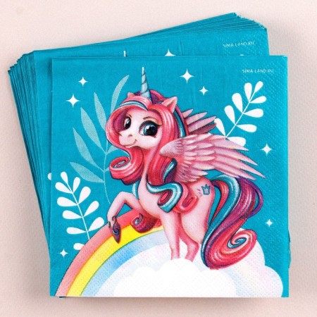 Paper napkins 25*25cm "Fairytale Unicorn" (set 20 pcs)-1