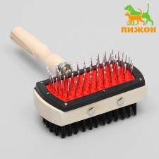 Bilateral brushes with a wooden handle, 10 x 17 cm