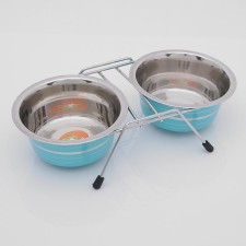 A set of 2 colored bowls on a stand, 2 x 450 ml