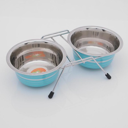 A set of 2 colored bowls on a stand, 2 x 450 ml