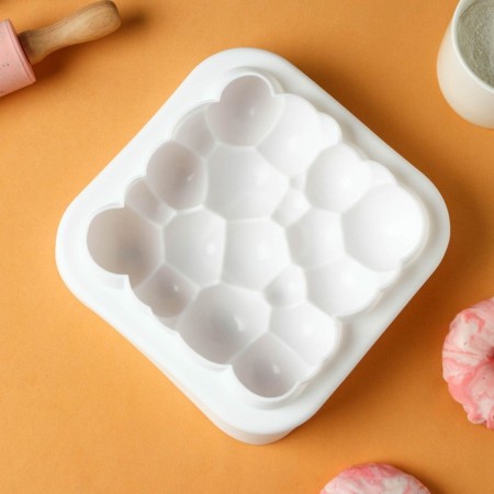 Form for mousse desserts and baking konfinetta "air bubbles", silicone, 20 × 5.5 cm, white color-2