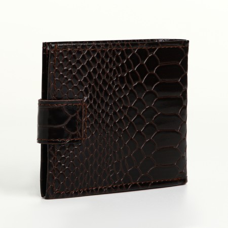 Male purse on the button, Textura, for cards, for coins, brown color-2