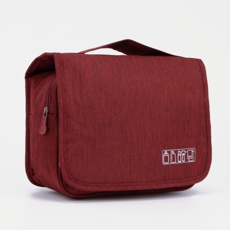 Velcro cosmetic bag, with hook, dark red color