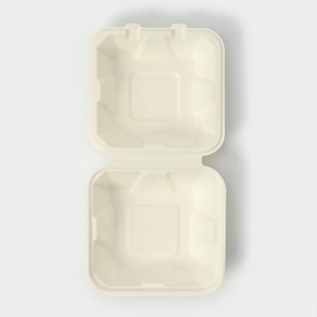 Lunch - boxing, box for bento -gif and burger, 450 ml, 15.2 × 15.4 × 8.8 cm, sugarcane reed-4